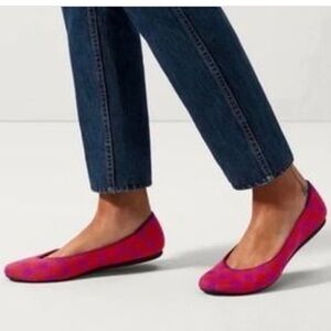 Rothy's Pomegranate Gingham Square Flats Women’s Shoes Size 6.5